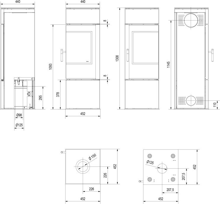 Kratki THOR VIEW Kaminofen 8 kW – Stahl Schwarz – Produktansicht 8