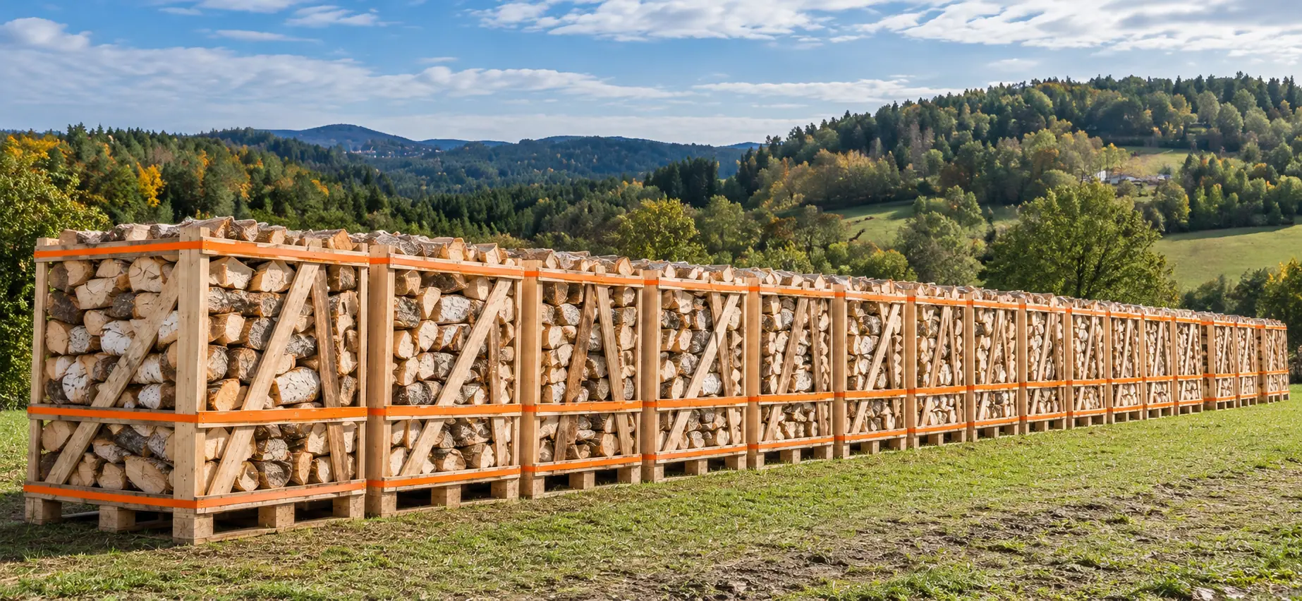 Brennholz auf Paletten und fachgerechte Lagerung